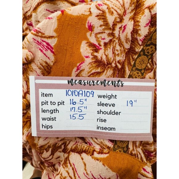 NWT Bohemian Small Band Of The Free Top Blouse Gold Blush Pink Paisley Print - Picture 9 of 12